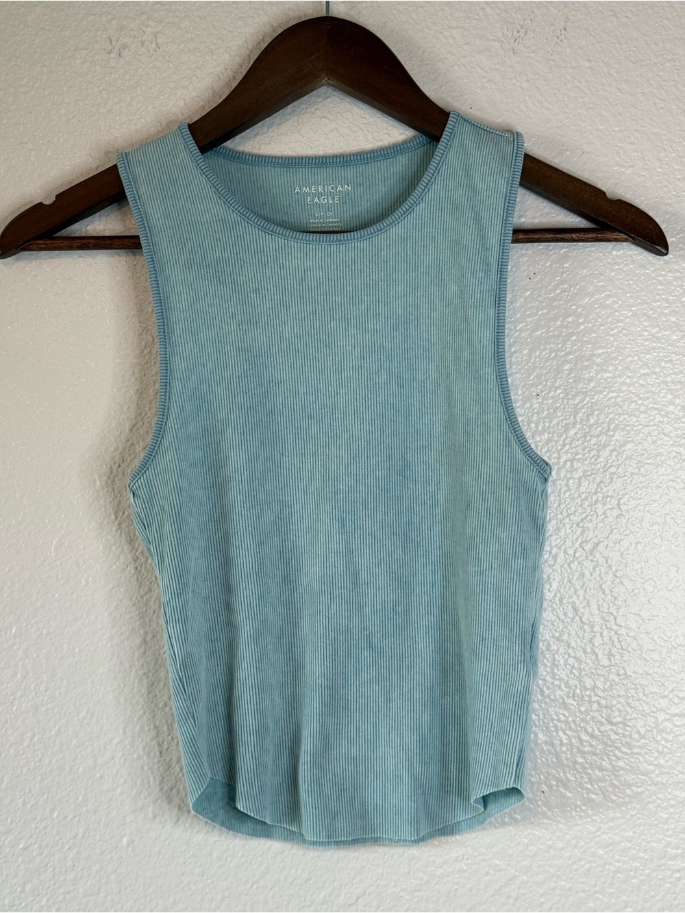 American Eagle Ribbed Tank Top Light Dusty Blue Size Small
